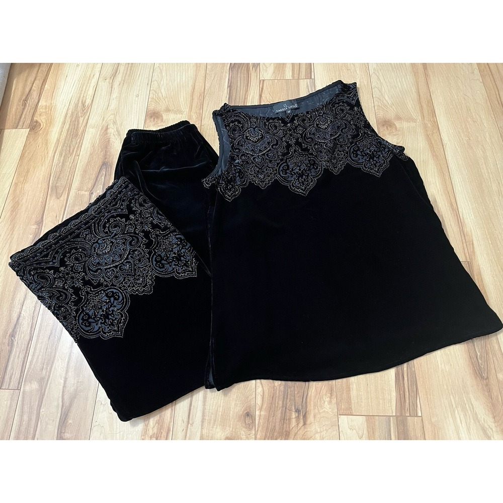 Carol Little Women's Silk Blend Velvet Classy Pant Set Size S/M Event, MOB,- USA
